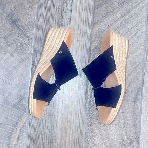 UGG black suede leather 2.5” wedge sandals - Picture 3 of 5